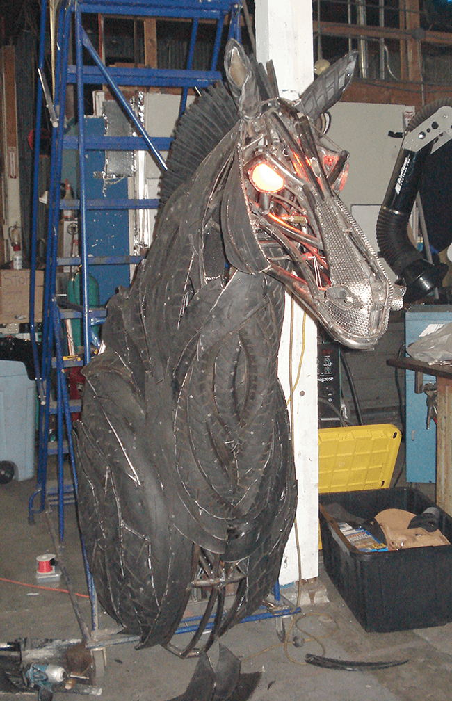 Testing Chester's color-changing LED eyes