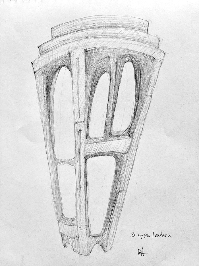 Upper lantern design sketch (R. Anders 2018)