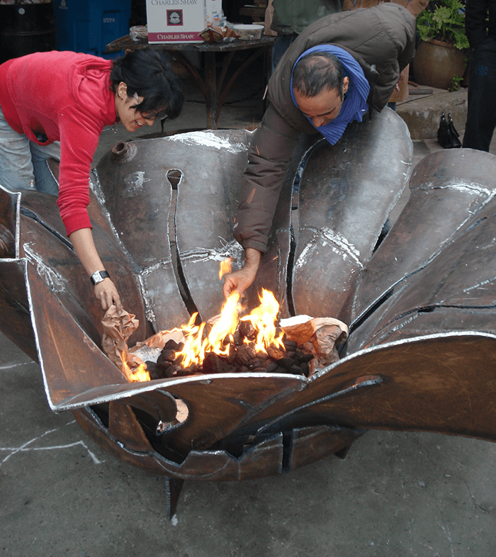 Yasi and Jawad setting the first Bloom fire, 2006