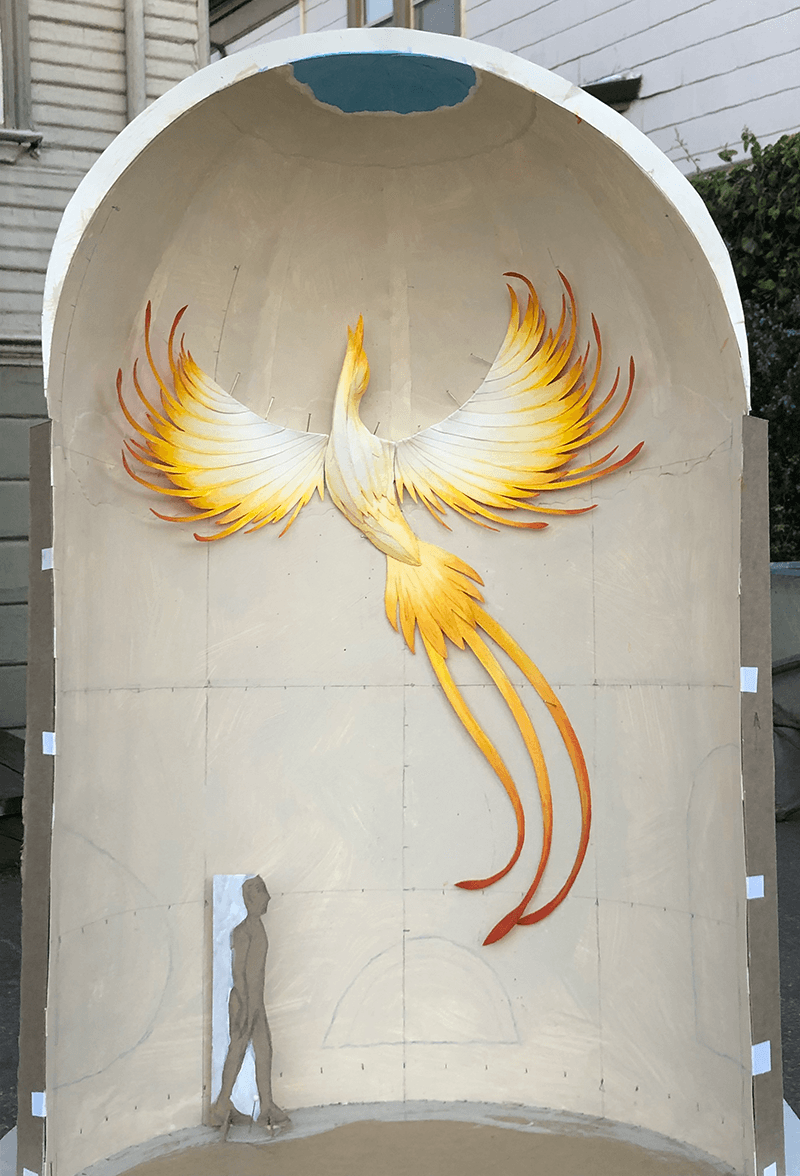 Scale model for Firebird: paper, acrylic