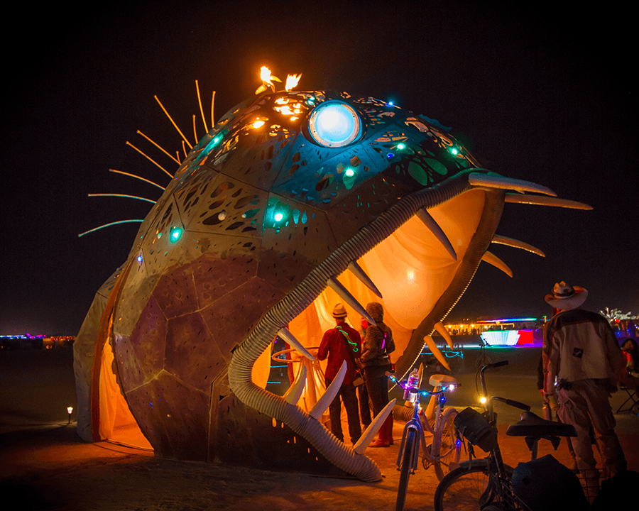 Illumacanth at night at Burning Man. photo: Michael Prados 2015