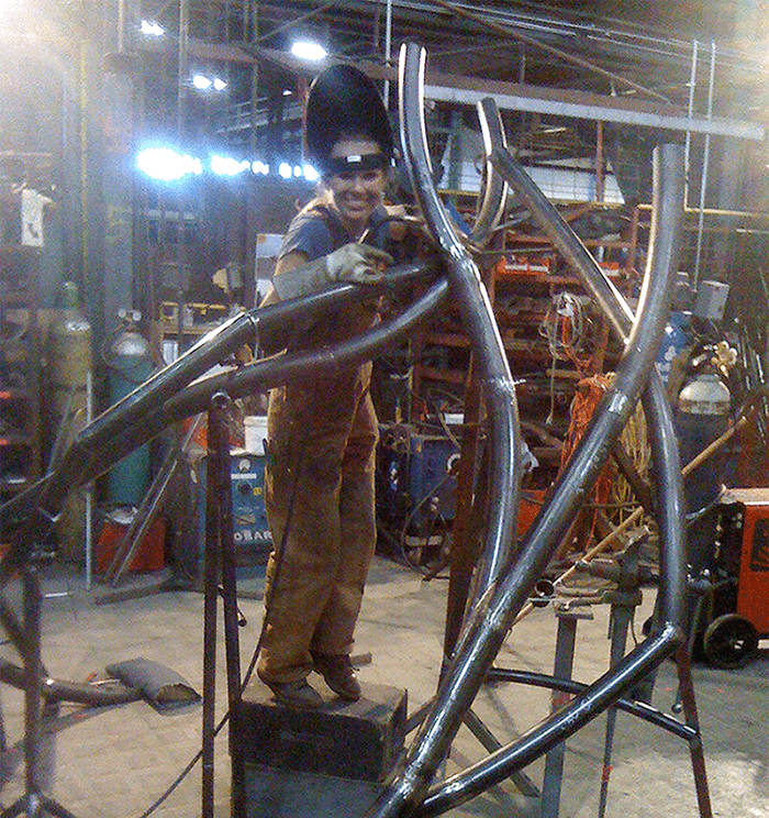 Jen welding Zoa legs