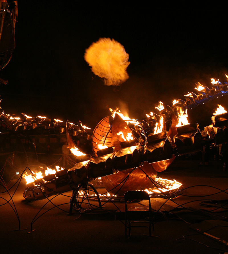 Egg poof at Fire Arts Festival, Oakland CA, 2007. photo: Jess Hobbs