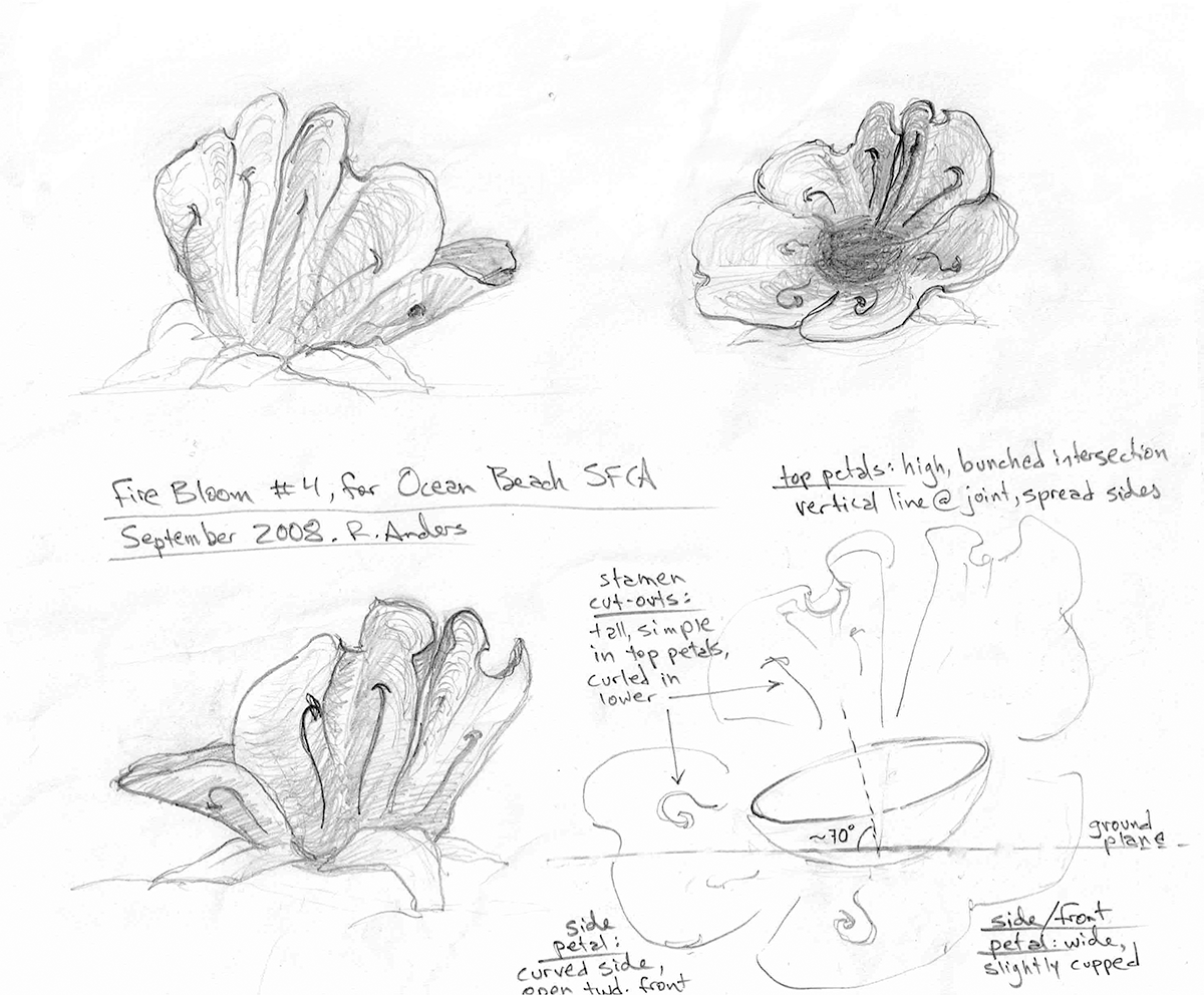 Sketches for Fire Bloom 4 (R. Anders, 2008)