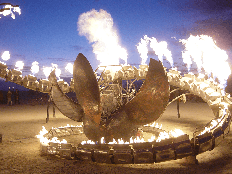 Egg open for show at Burning Man. photo: Caroline Miller 2006