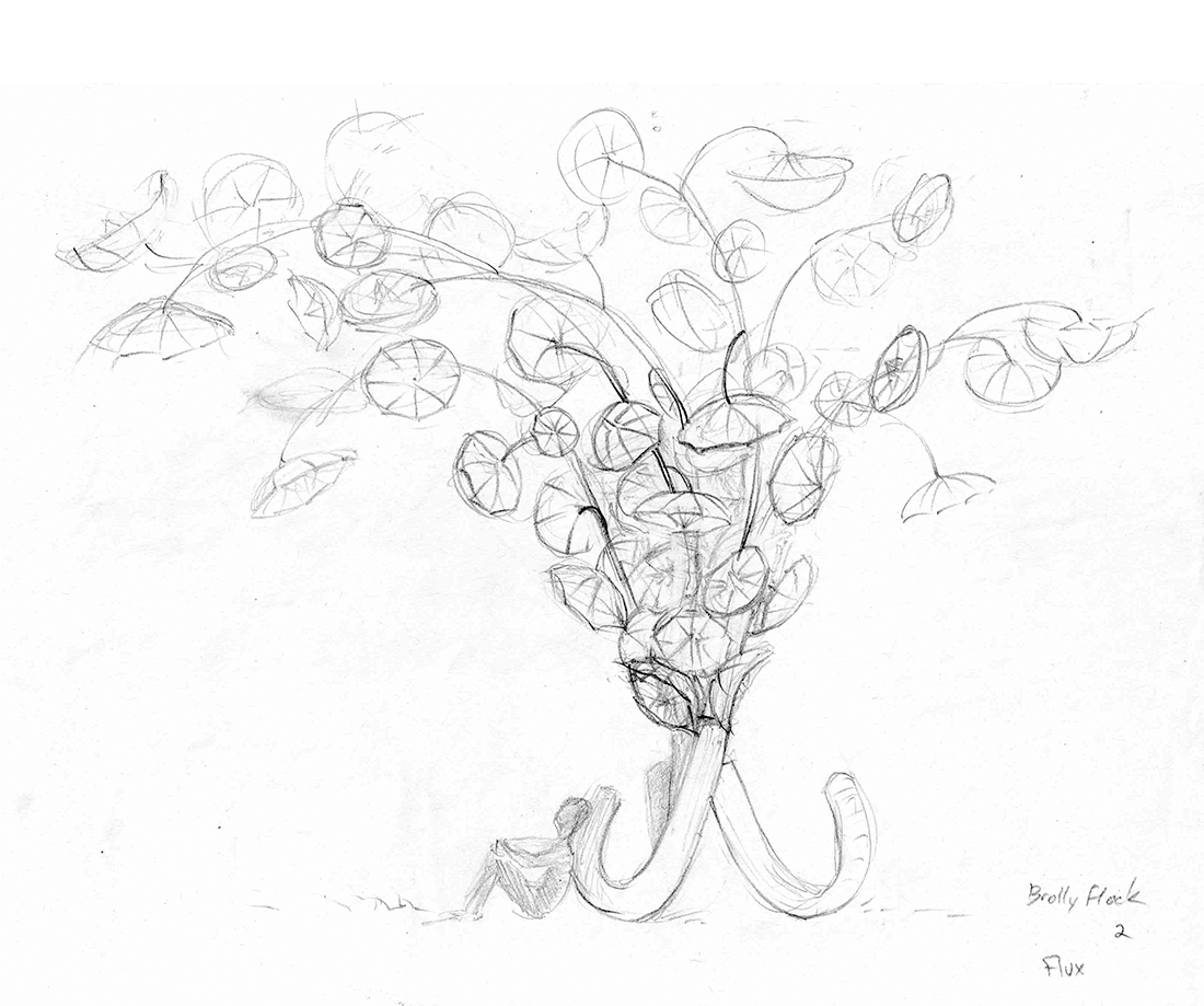 Initial sketch for Brollyflock (R. Anders 2011)