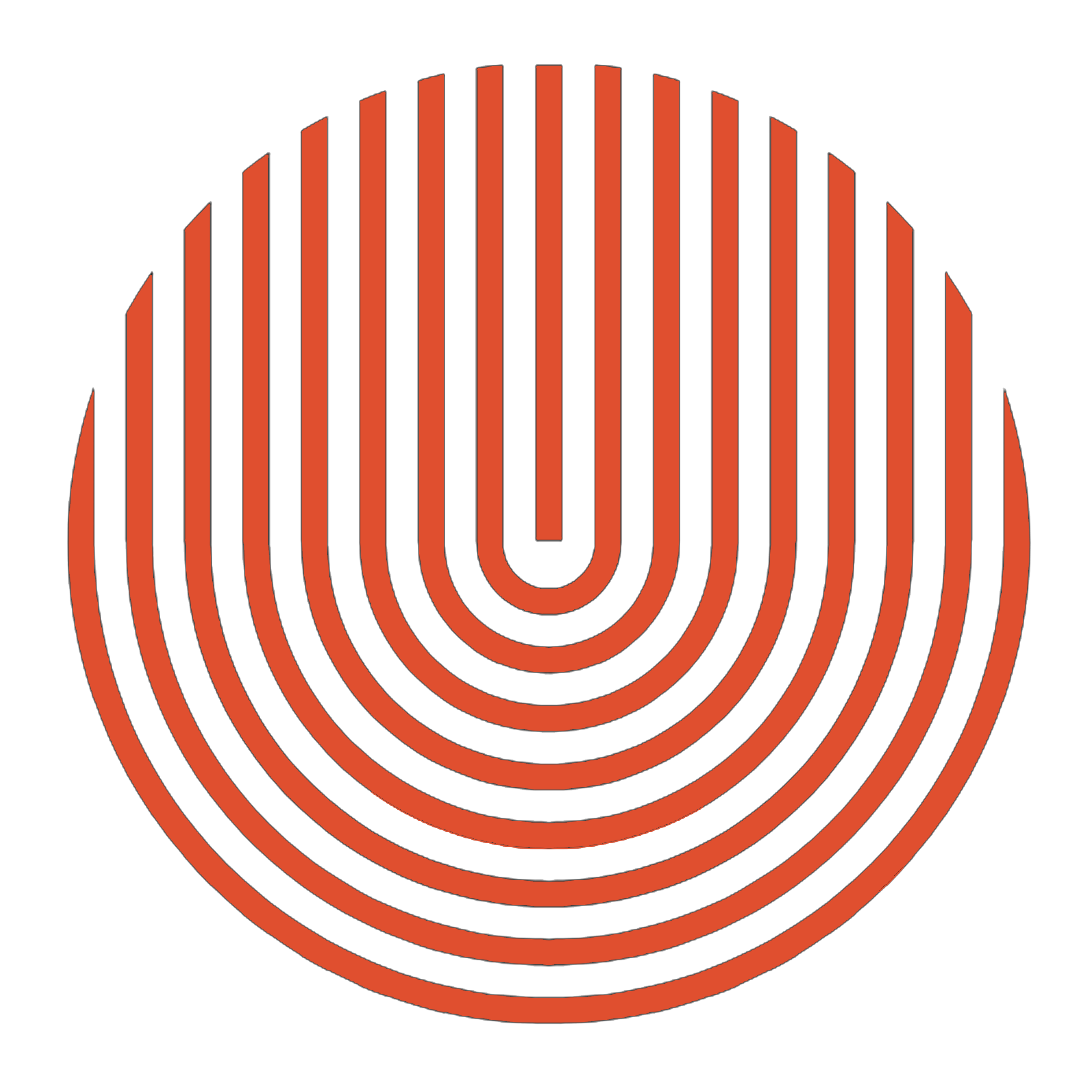 Red lined circular symbol