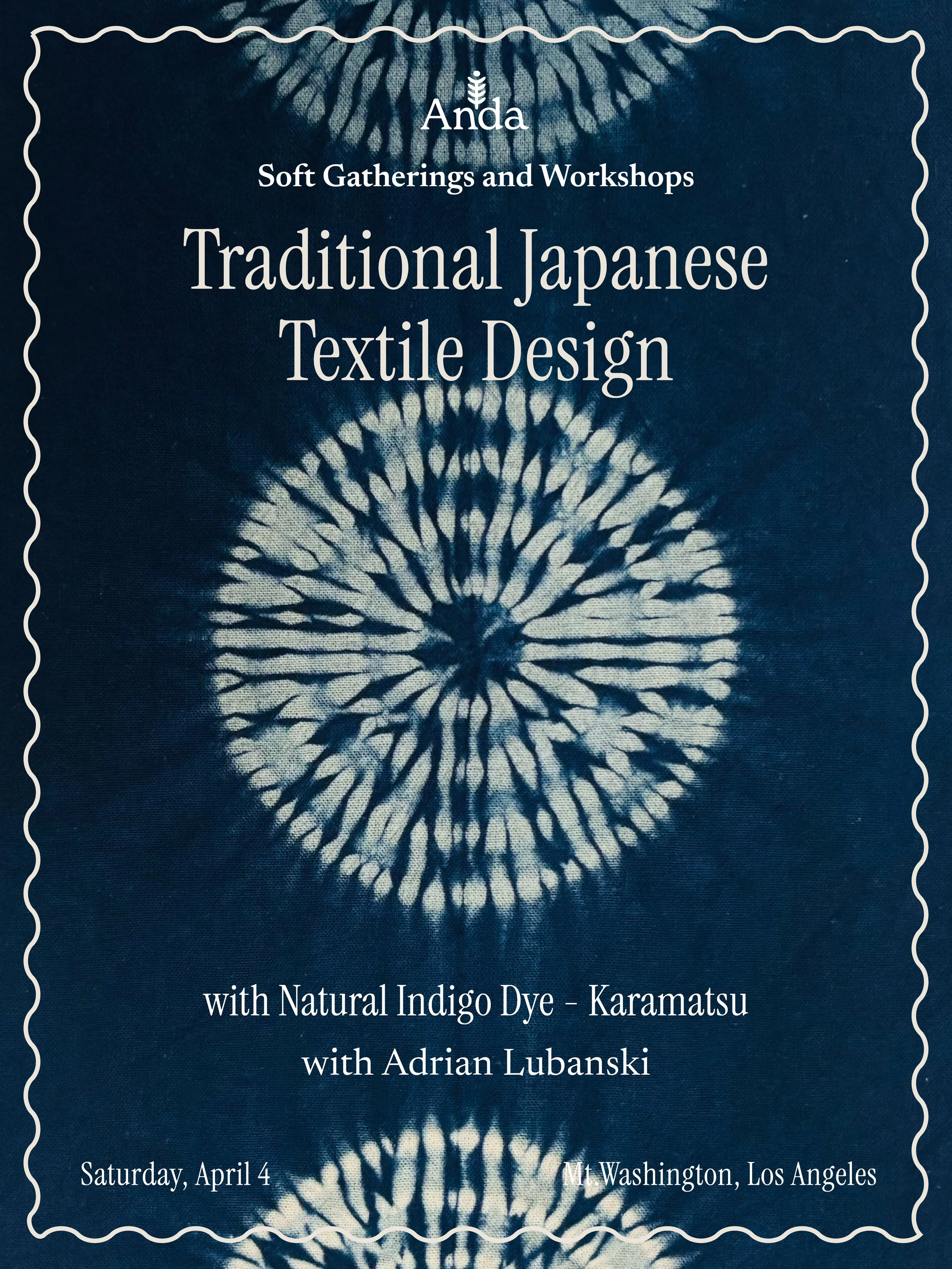Traditional Japanese Textile Design with Natural Indigo Dye - Karamatsu : Larch Pattern Design with Adrian Lubanski