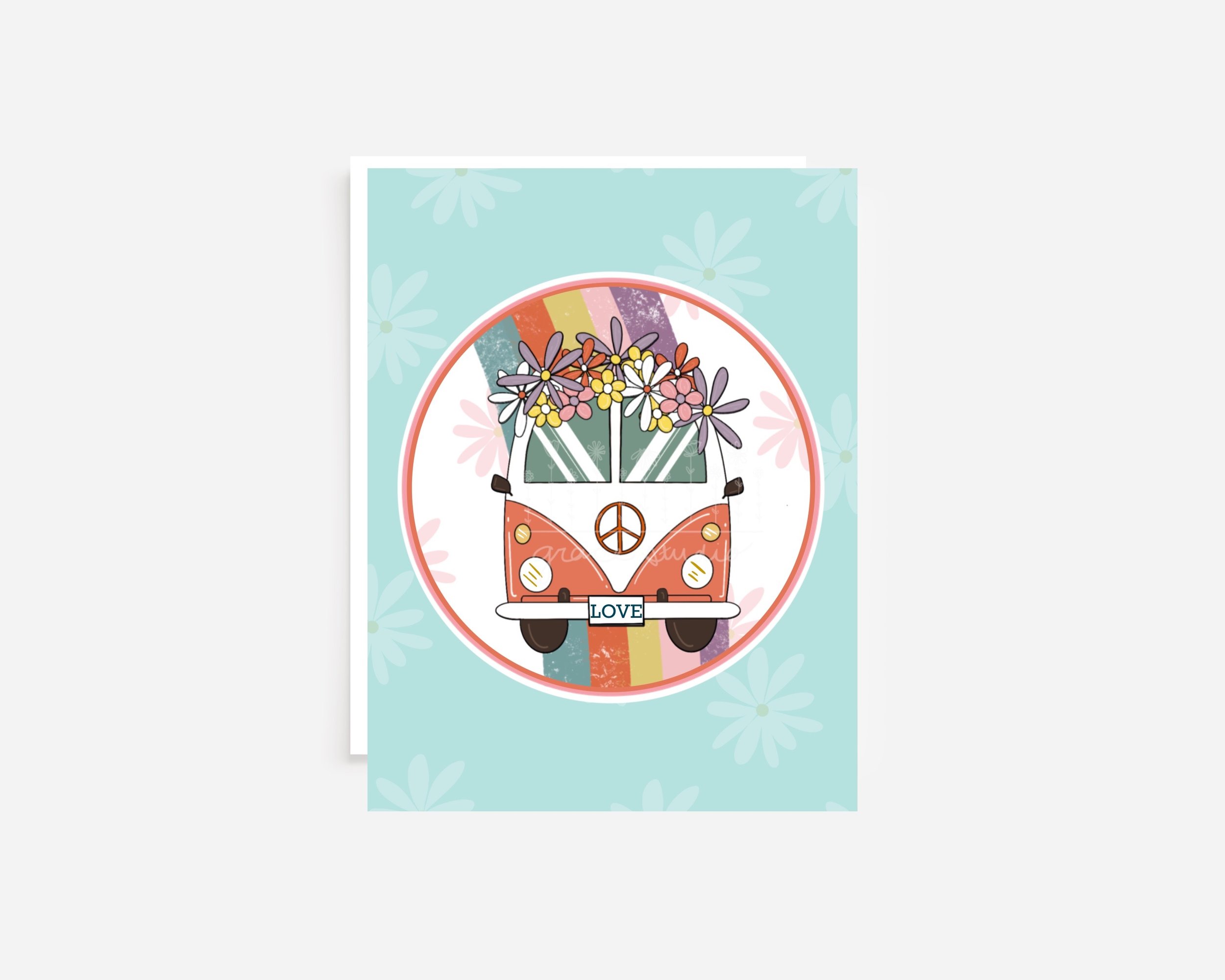 Floral Peace Wagon Card