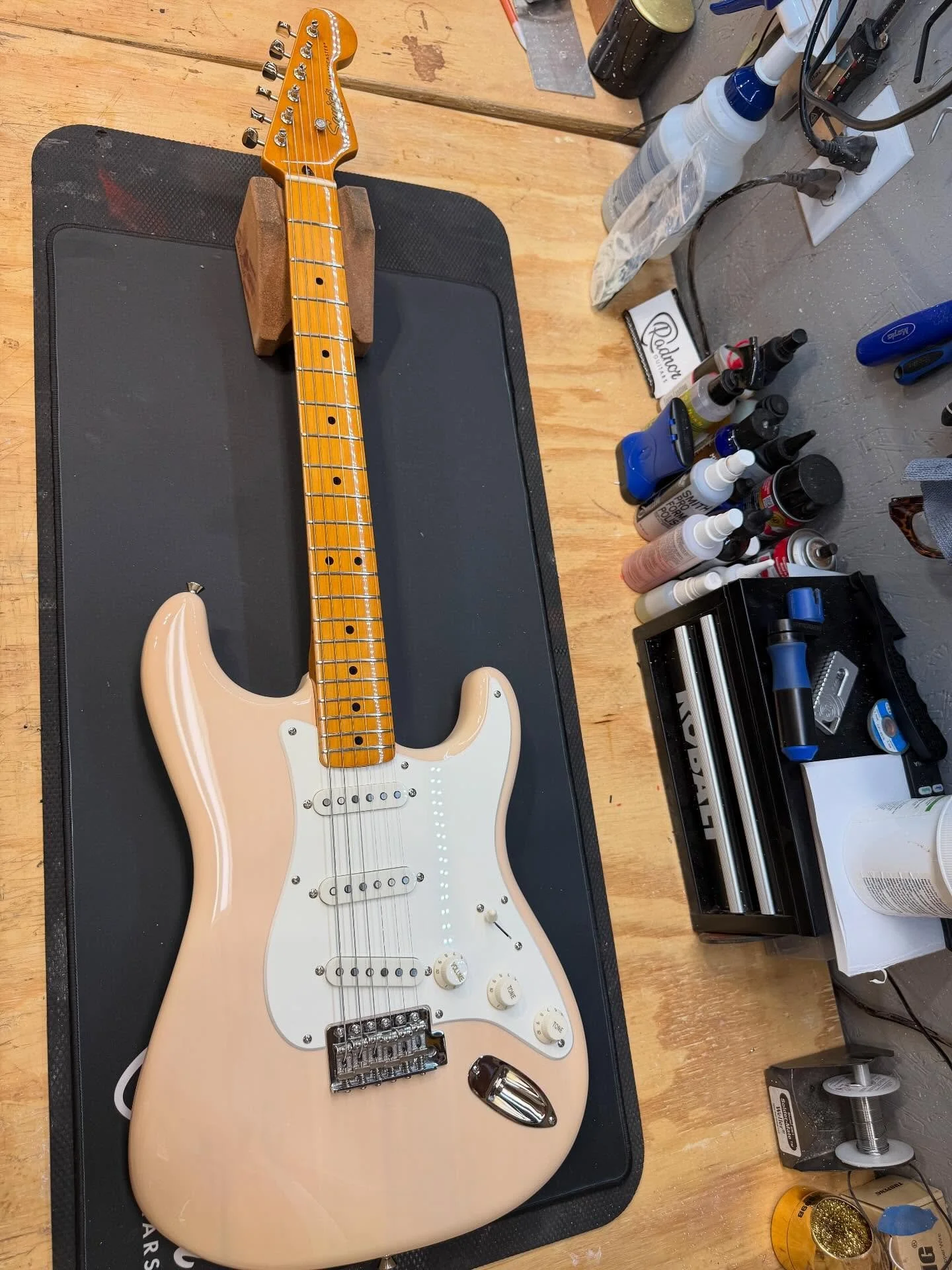 @fender_squier_official Strat in for a setup #luthier #strat #squier #music #guitarrepair #nashville #musiccity