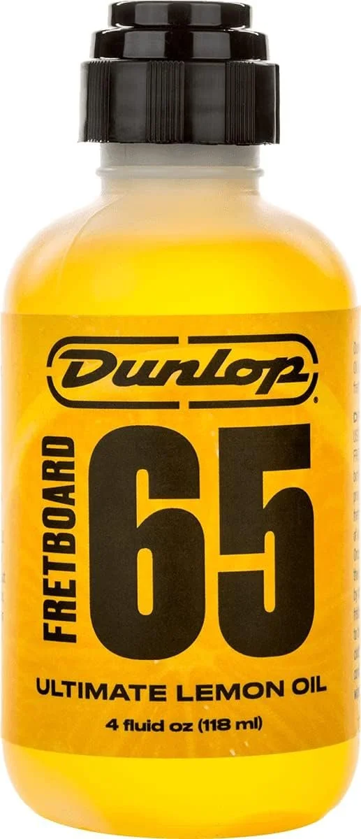 Bottle of Dunlop Fireboard 65 Ultimate Lemon Oil, 4 fluid ounces.