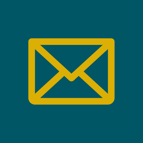 Yellow email icon on a dark teal background.