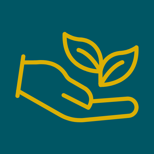 Outline of a hand holding two leaves