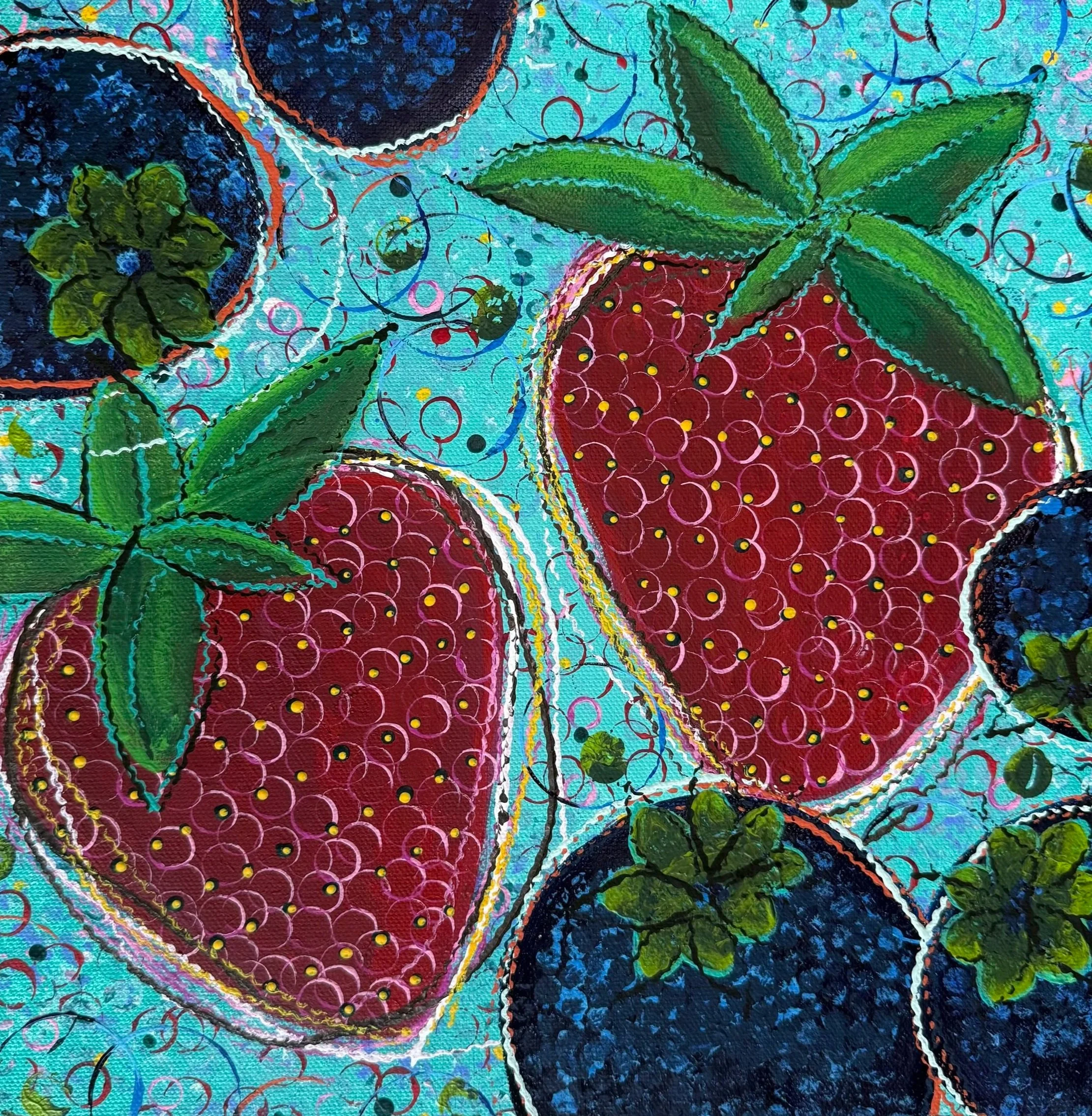 SOLD! Berry Goood.  
12x12 acrylic on canvas