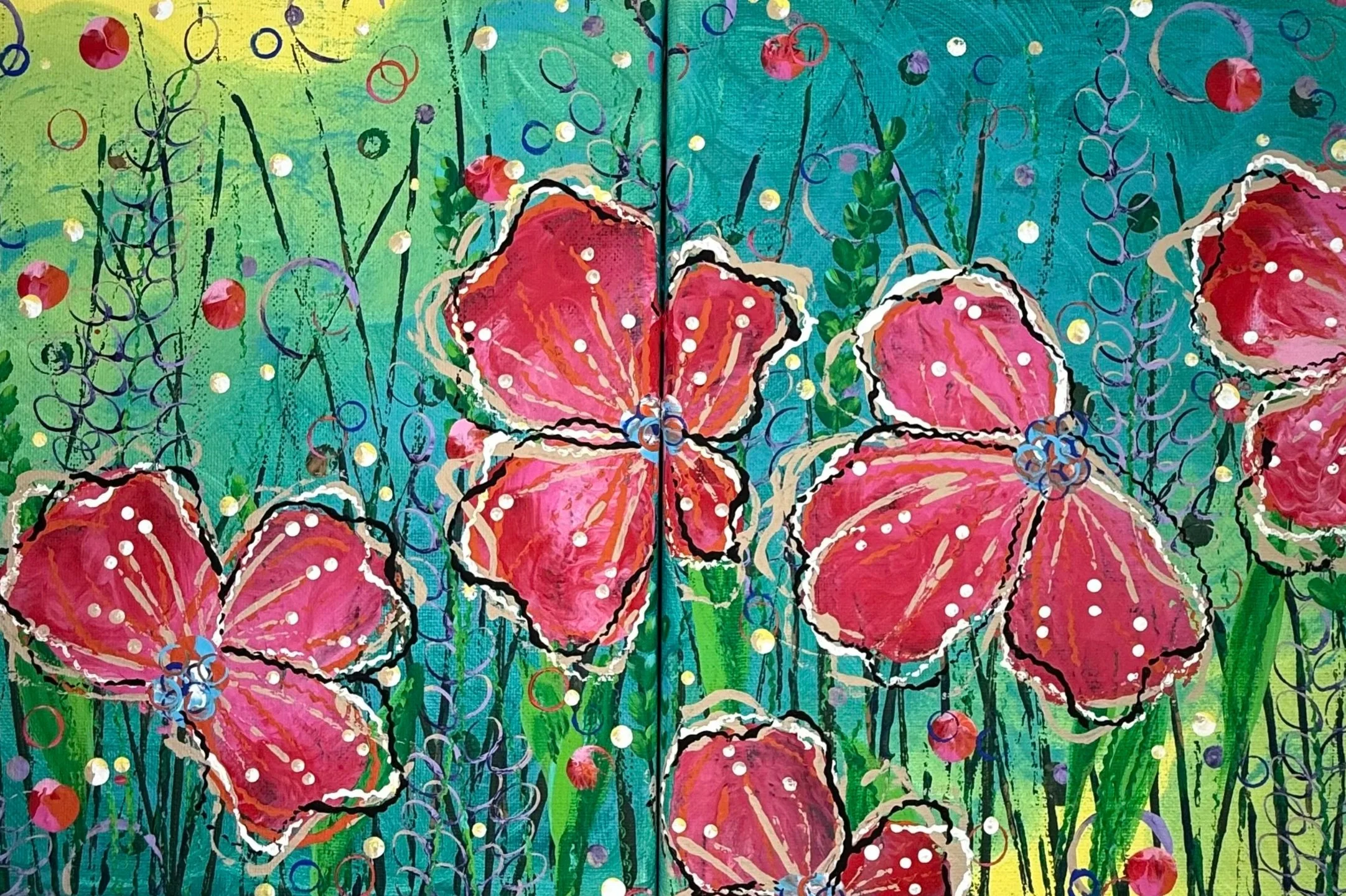 Poppy Woppy. Diptych 10x16 acrylic on canvas