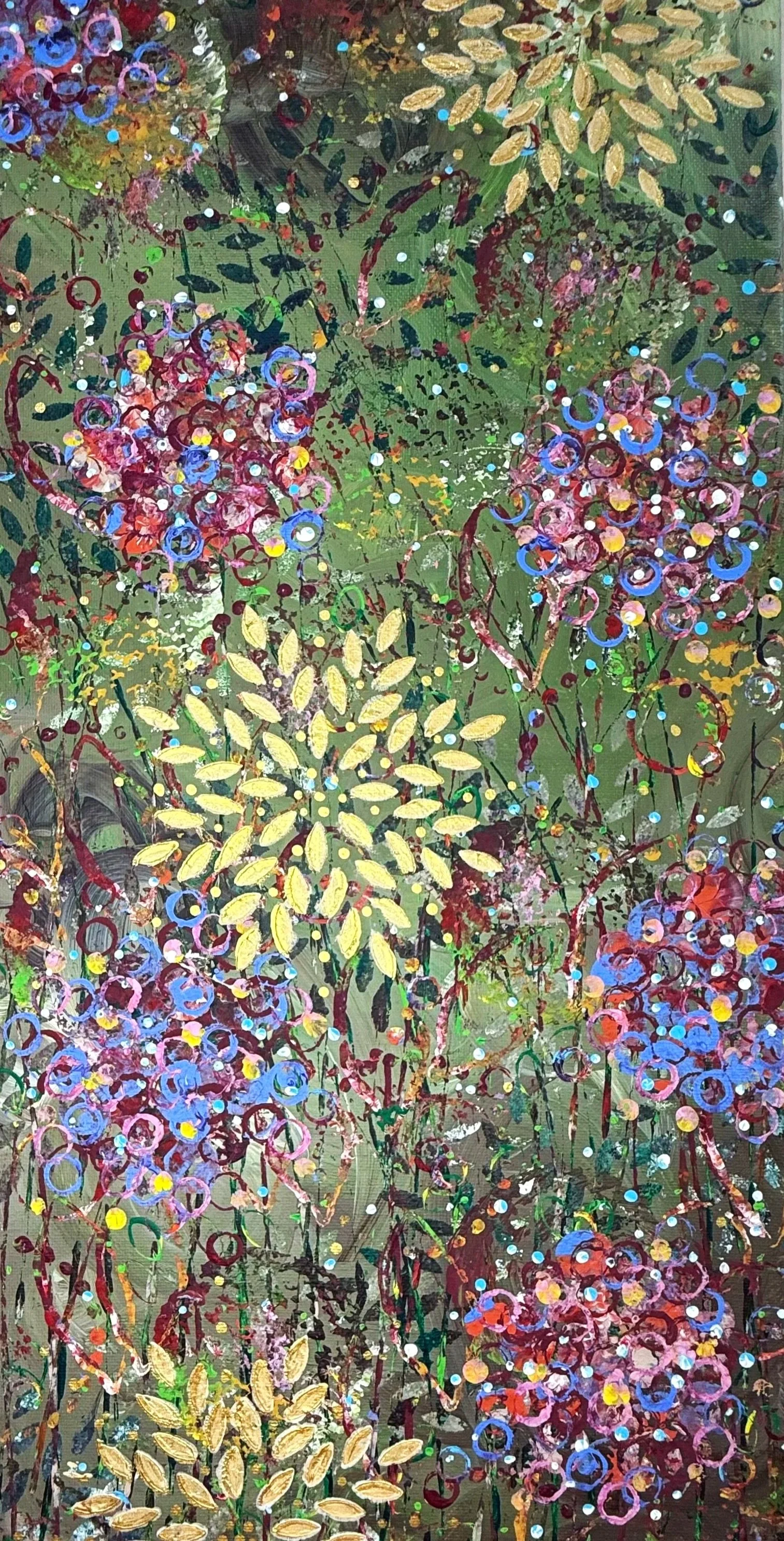 SOLD! September In The Backyard 
10x20 mixed media on canvas