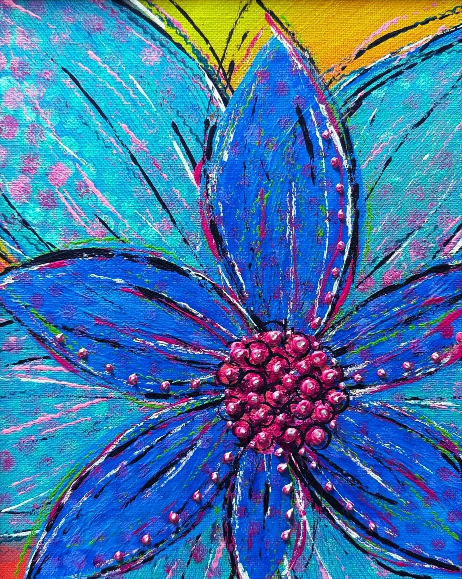 SOLD! Lil Bloo Bloom
8x10 mixed media on canvas