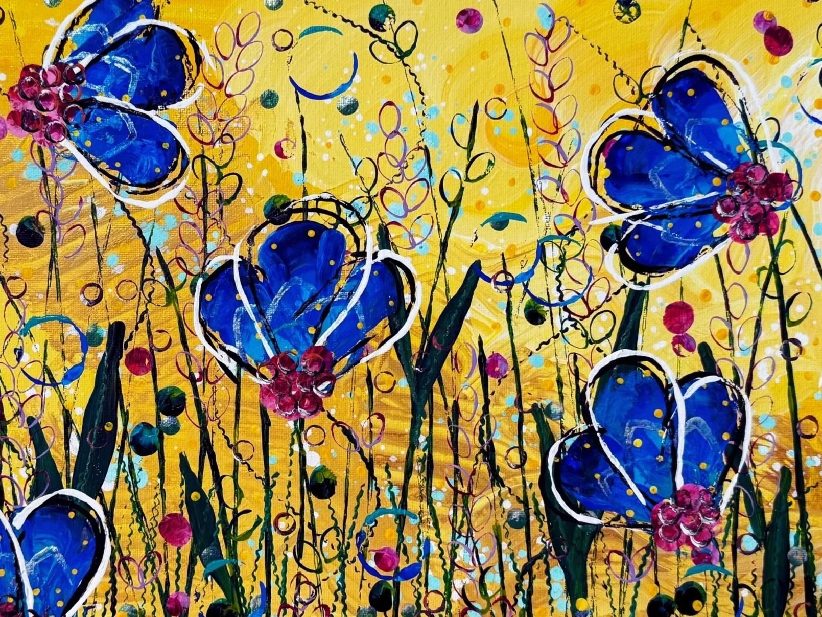 Sunshine Poppies. 8x10 acrylic on canvas