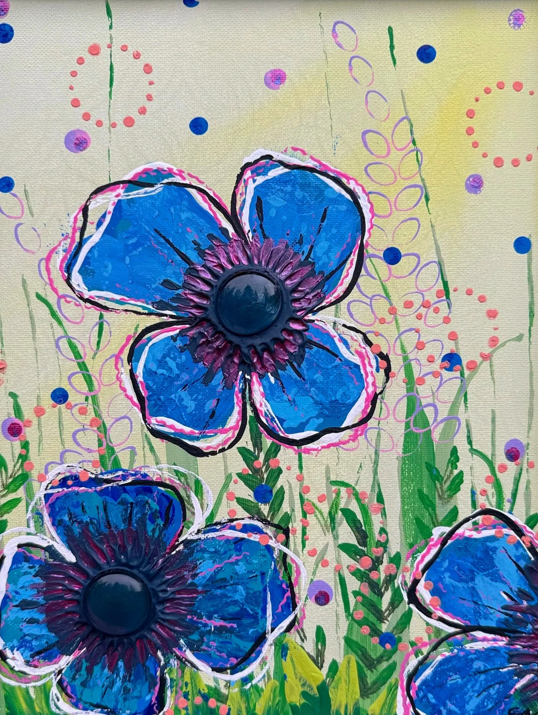 Poppies At Dawn. 9x12 mixed media on canvas