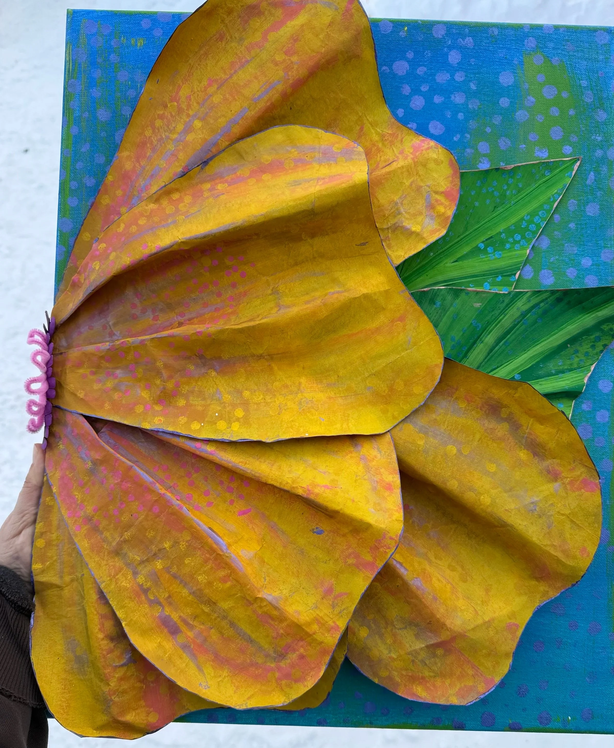 Paper Thin Petals. 16x20 mixed media on canvas