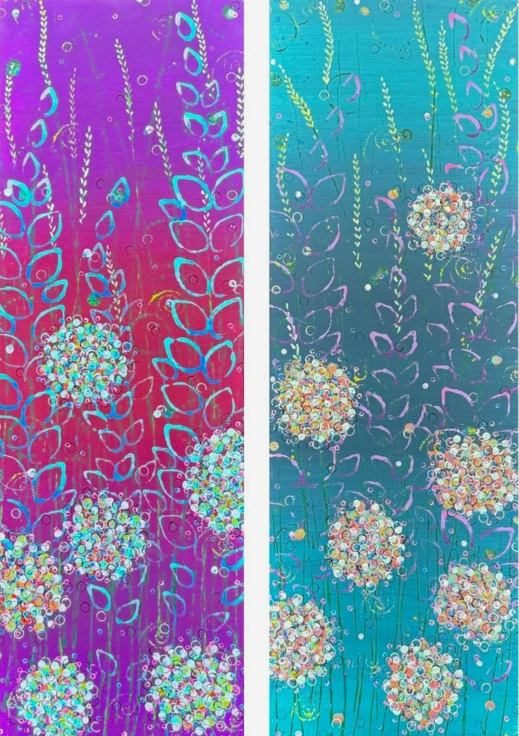 Twilight & Tide BFFs. Diptych 12x36 each acrylic on canvas 