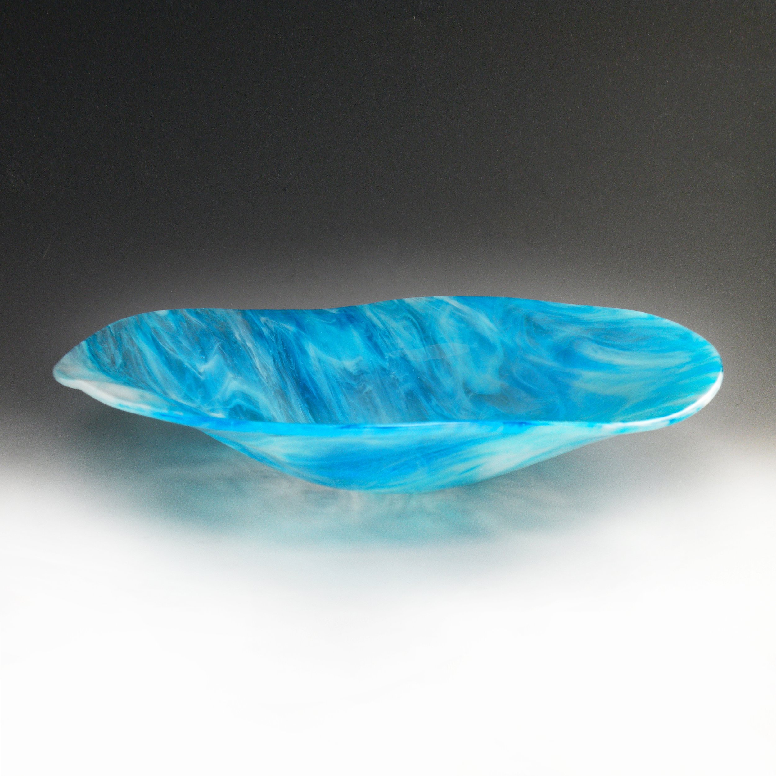 Caribbean Blue Low Wavy Bowl