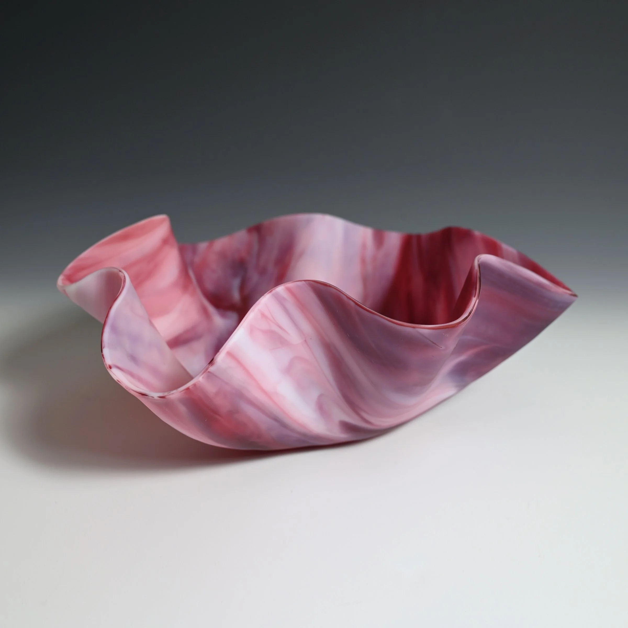 Cranberry and White High Wavy Bowl