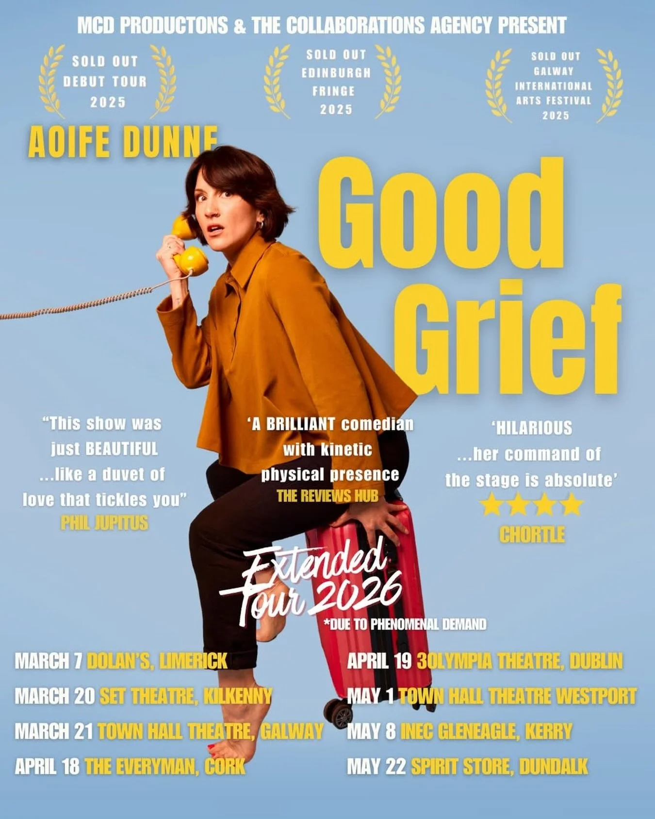 @aoife_is_never_dunne has extended the tour of her sold out show, Good Grief, into 2026. A rising force in Irish comedy and storytelling, Aoife blends humour, heartbreak and razor-sharp insight as she explores loss, finds connection and brings to lif