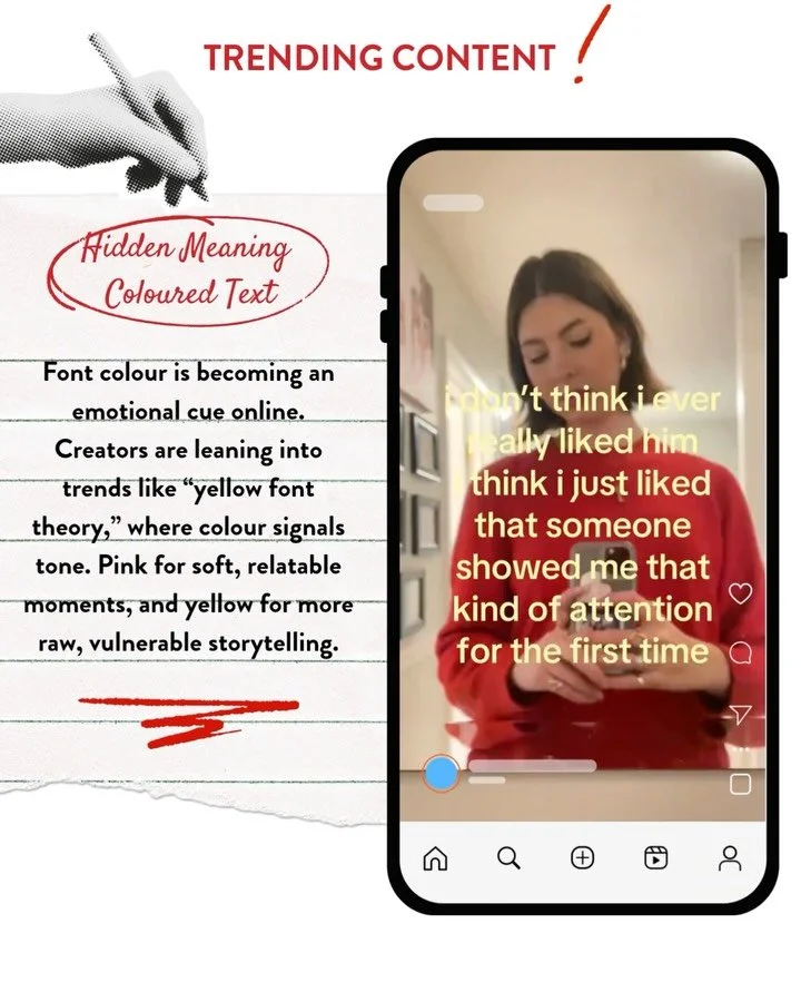 What&rsquo;s trending right now 👀

From formats to content styles, these are the trends picking up serious traction on IG &amp; TikTok.

Save this for your next content drop! 

Credits:
Hidden Meaning coloured text: TT galileestevens 
Priorities wit