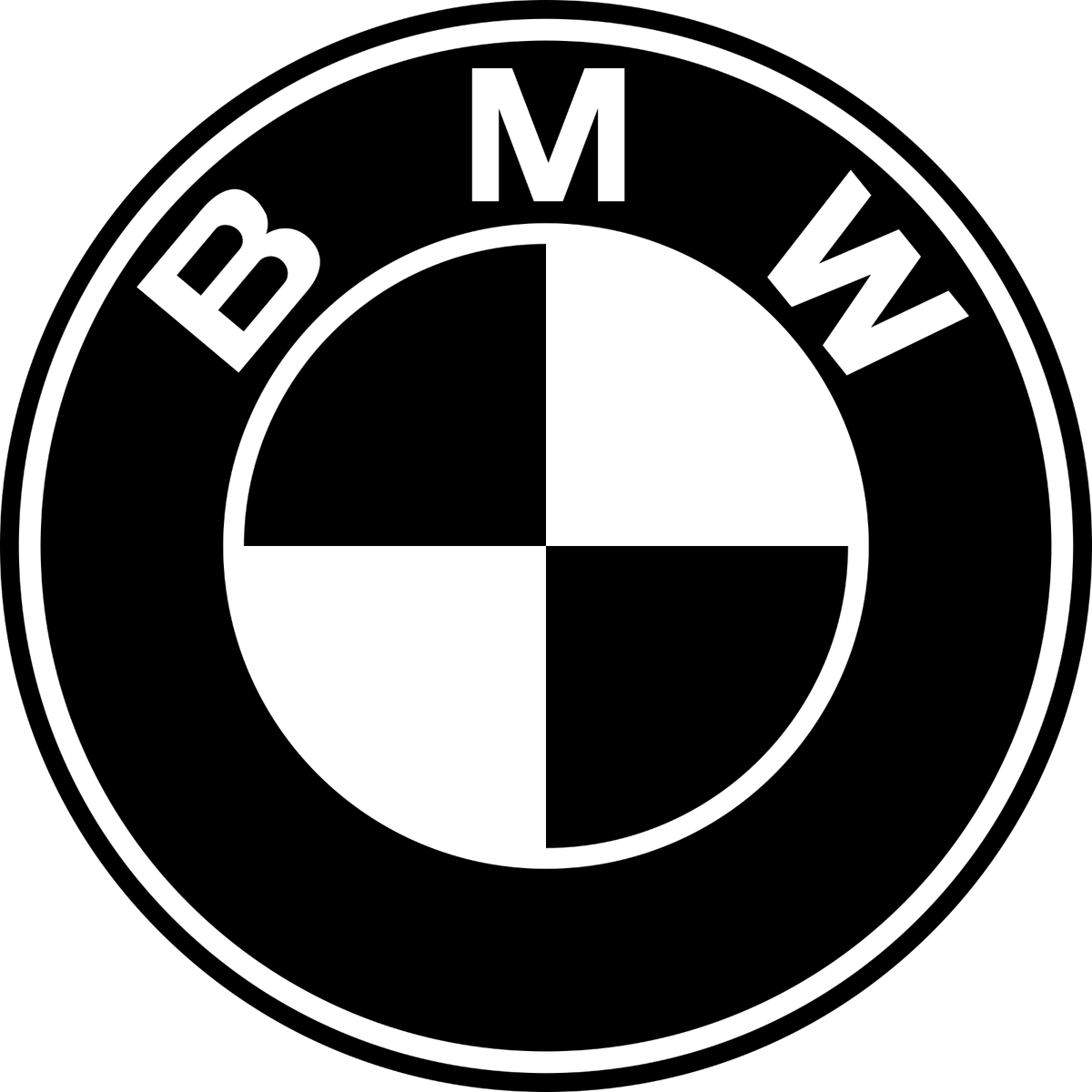 Black and white BMW logo with a circular design and quadrants.
