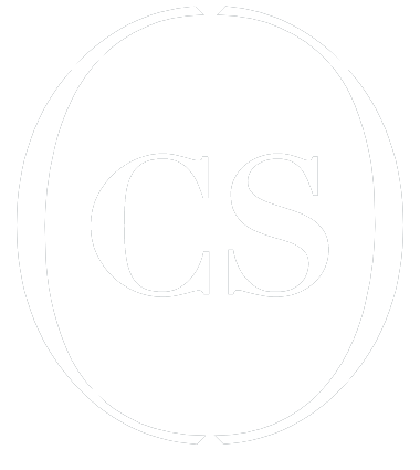 A black-and-white logo with the letters 'CS' inside an oval outline.