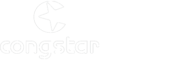 Black background with a white crescent moon and star logo, and the word 'congstar' in lowercase letters.