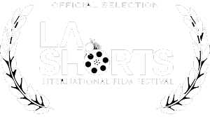 Logo for LA Shorts International Film Festival with decorative laurel branches