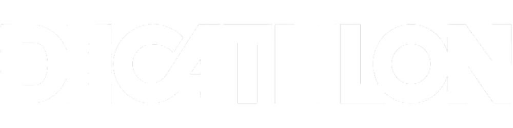 The Decathlon logo in bold white letters on a black background.