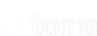 Logo with the word 'tome' and a purple hexagon shape