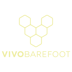 Logo for VIVO BAREFOOT with a hexagonal pattern above the text.