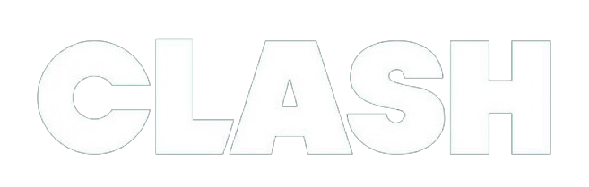 The word "CLASH" in bold white letters on a black background.