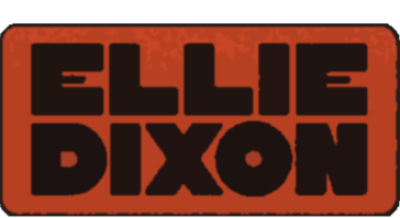 The image features a logo with the text 'ELVIE DIXON' in bold, black letters on an orange background.