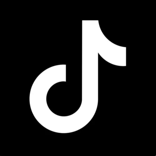 TikTok logo with a black background and white musical note graphic