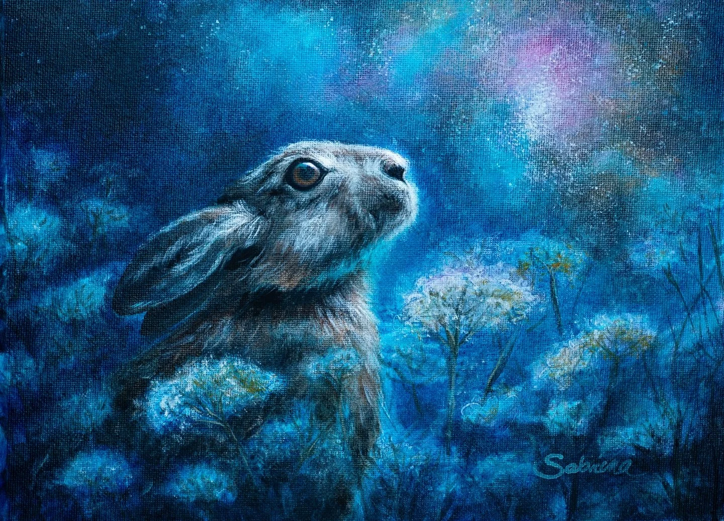 💜
Skyward
9x12 oil on canvas

Sweet bunny on a magical night. I painted him after an incident that occurred while in the car a couple of weeks ago 😭. There are just so many people- so many cars, so much construction, and it makes me sad that these 