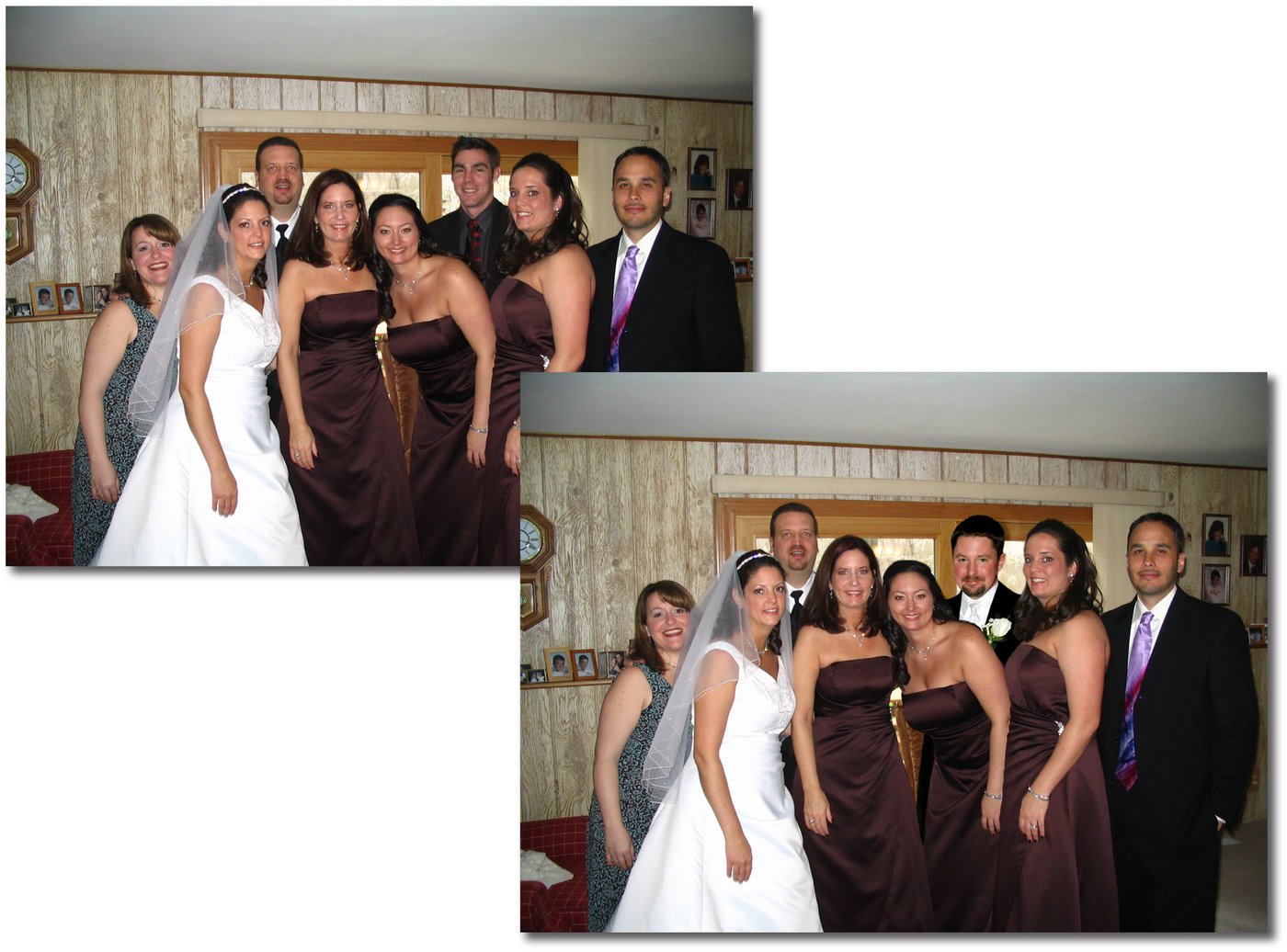 Took out the man in the middle of this photo and replaced him with the groom.