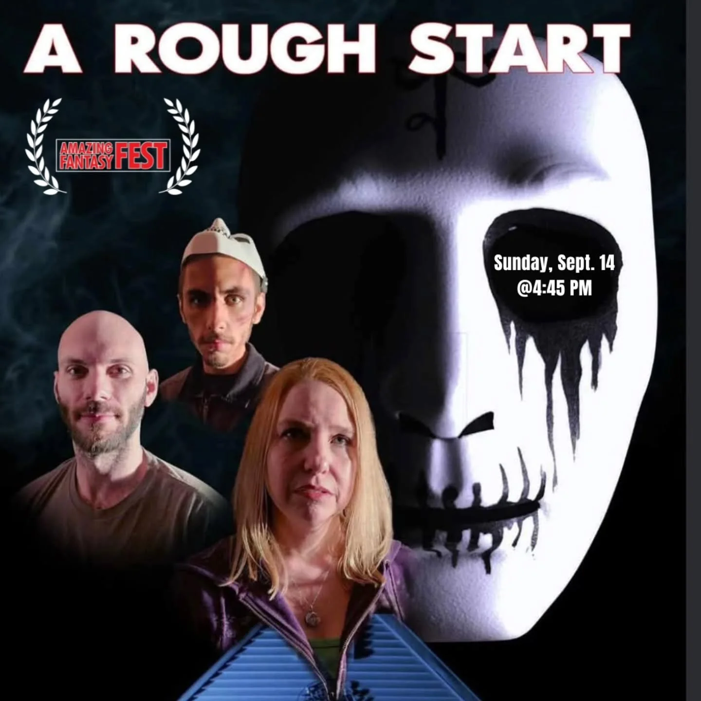 TODAY! A Rough Start screens at @amazingfantasyfest in Buffalo! We're in the 445 PM block opening for Dingus Day and be sure to hang around for our friend @astralplanedrifter at 9 PM tonight!

#filmscreening #filmfest #indiehorror #supportindiefilm #