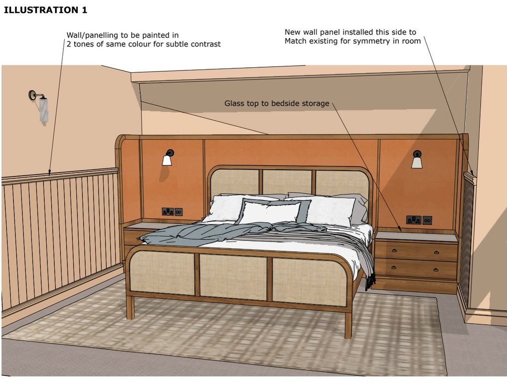 A bespoke bedroom at our King&rsquo;s Cross project, designed and built entirely in-house.
From concept to completion, every element of this joinery package was thoughtfully developed by our team. The design process begins with detailed layouts, ele