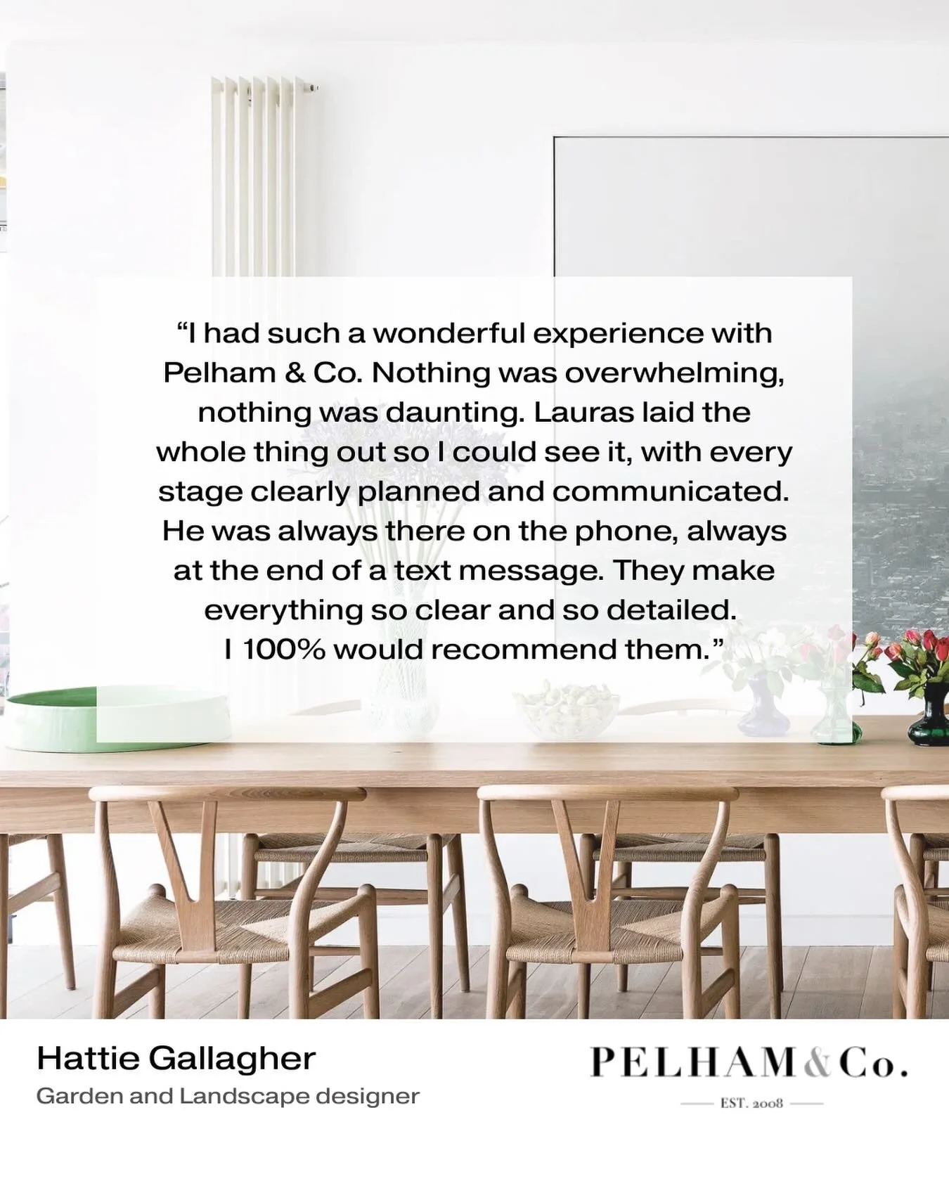Clear communication. Structured planning. Complete transparency.
We are incredibly grateful to Hattie Gallagher for her kind words and for trusting PELHAM &amp; Co. with her project.
Construction can feel overwhelming, but our aim is always to simpli