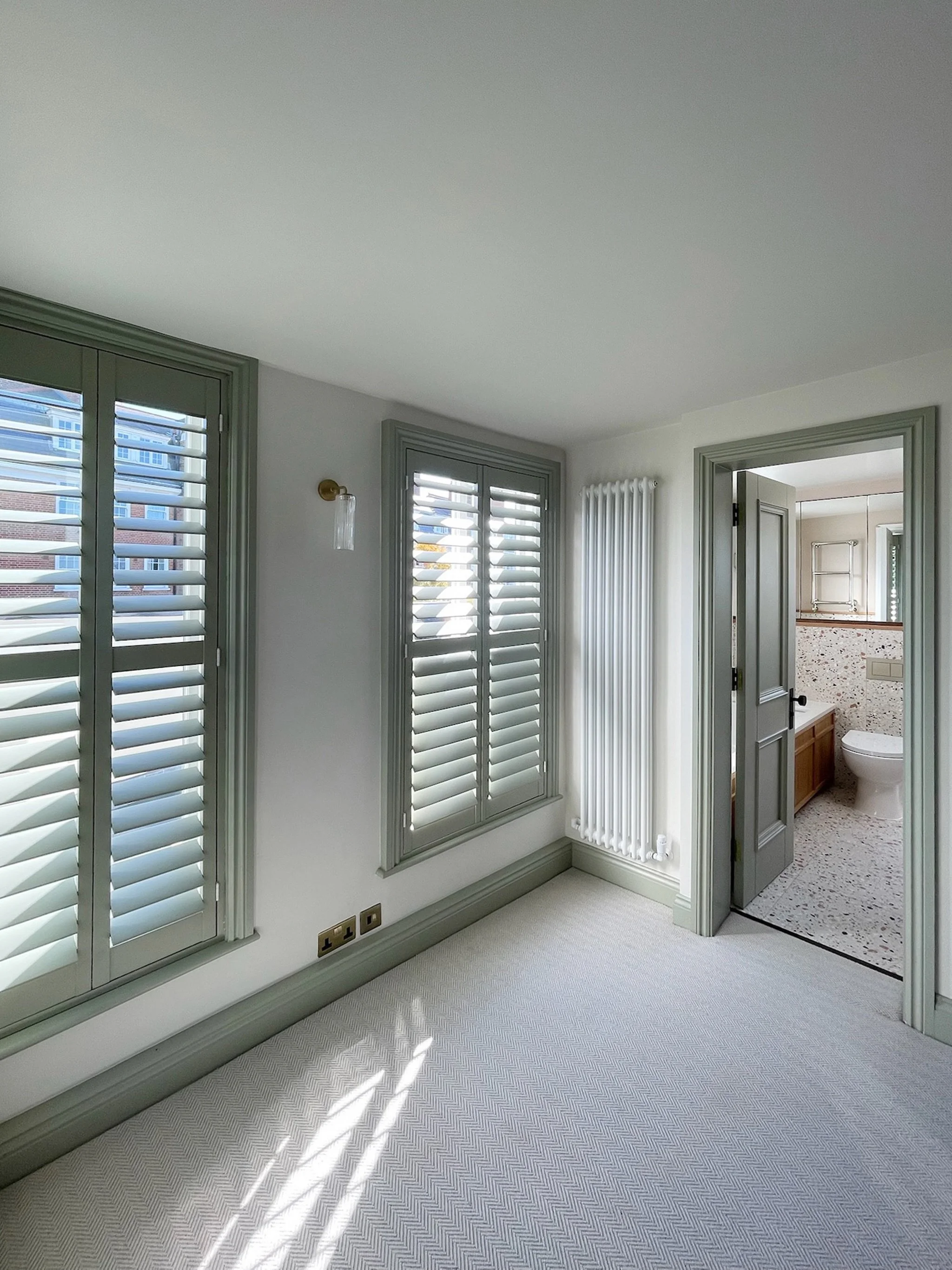 Master bedroom joinery to master en-suite bathroom joinery&hellip;.
Designed, made and fitted by our team, in a soft sage that carries through to create a calm, unified experience where the joinery quietly does the work.
From the joinery on the windo