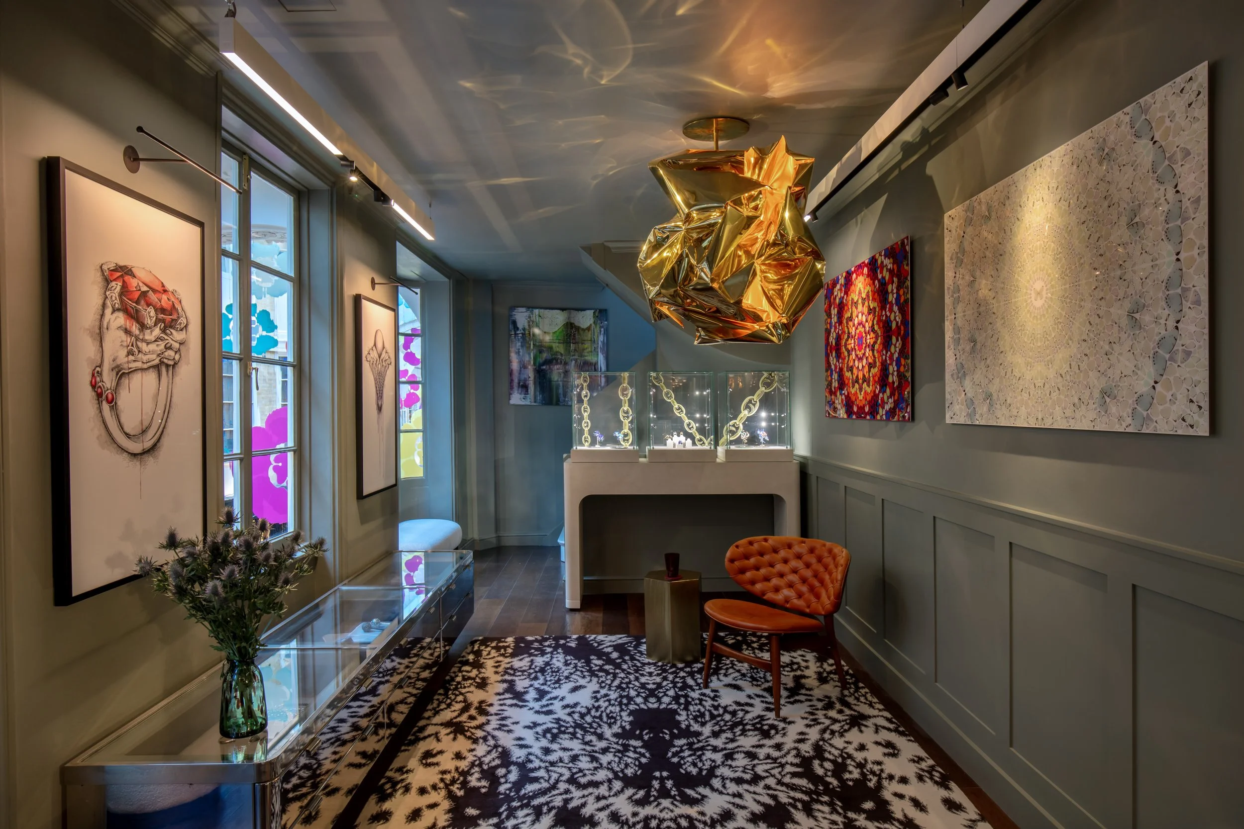 Luxury jewellery store interior in Mayfair designed with Hollaway Studio and PELHAM and Co.