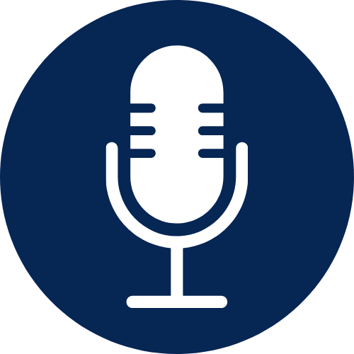 AV production icon- a microphone in a blue circle