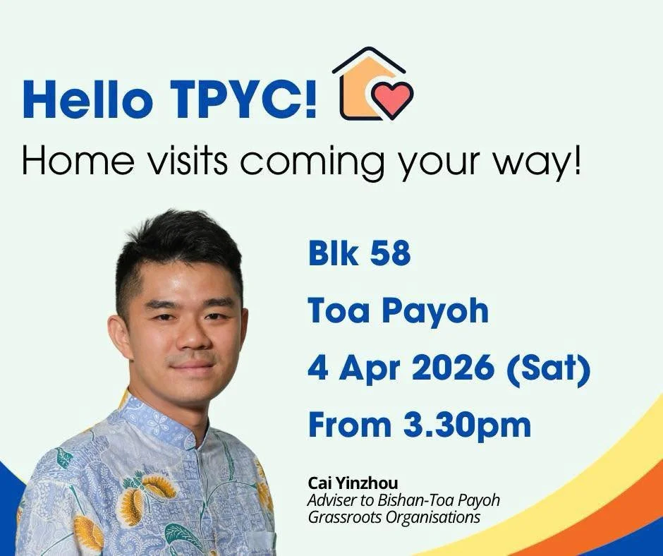 🏡 Hello Blk 58 residents!

I will be dropping by Blk 58 (1st to 5th floor) on 4 April (Sat), from 3.30pm together with our Grassroots Volunteers.

Looking forward to meeting everyone, catching up with neighbours, and hearing your thoughts on how we 