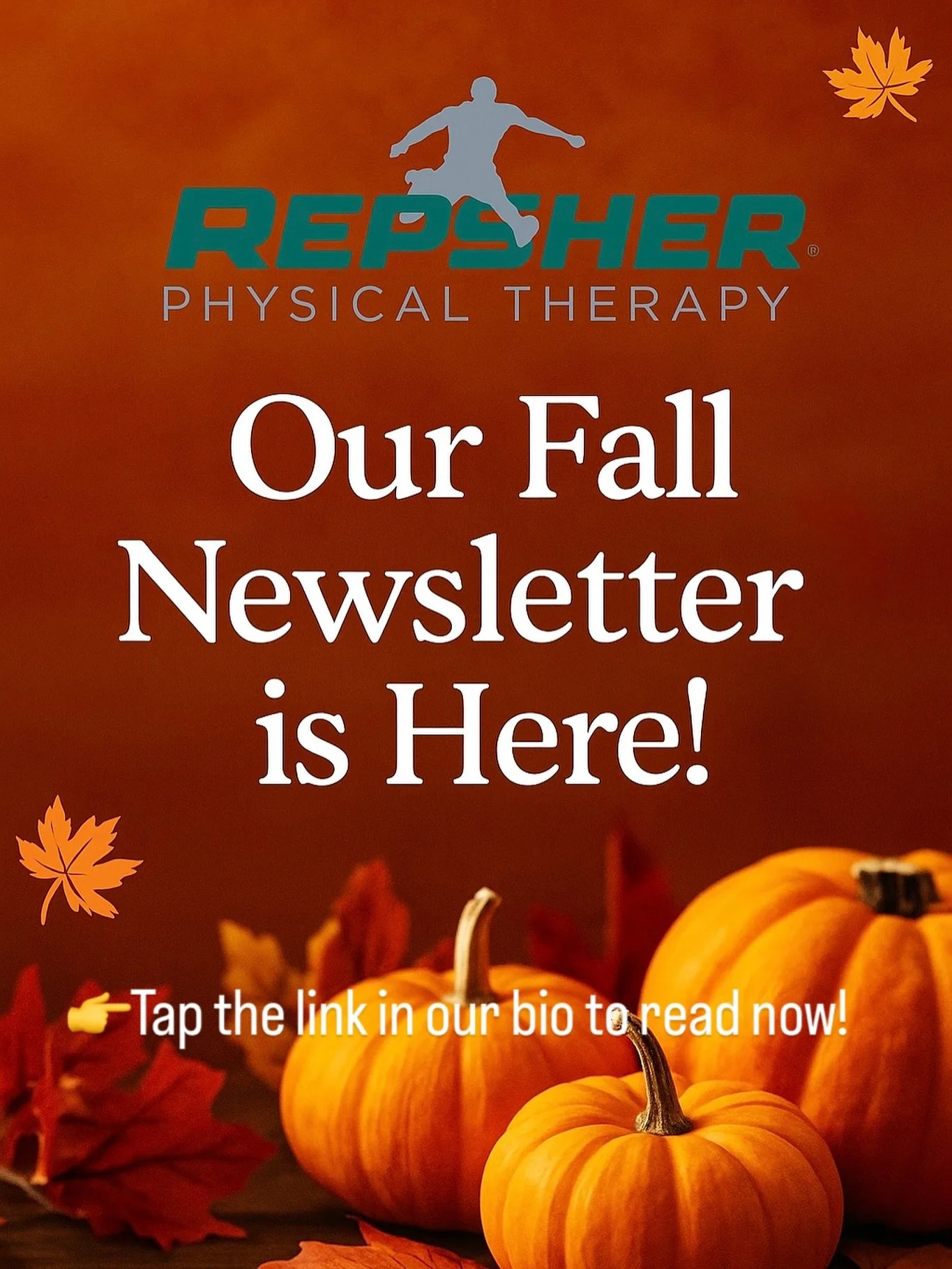 🍂 Our Fall Newsletter is here! 🍁
Catch up on the latest updates, seasonal tips, and what&rsquo;s new at Repsher Physical Therapy.

👉 Tap the link in bio to read now!

#FallNewsletter #RepsherPT #HealthyLiving