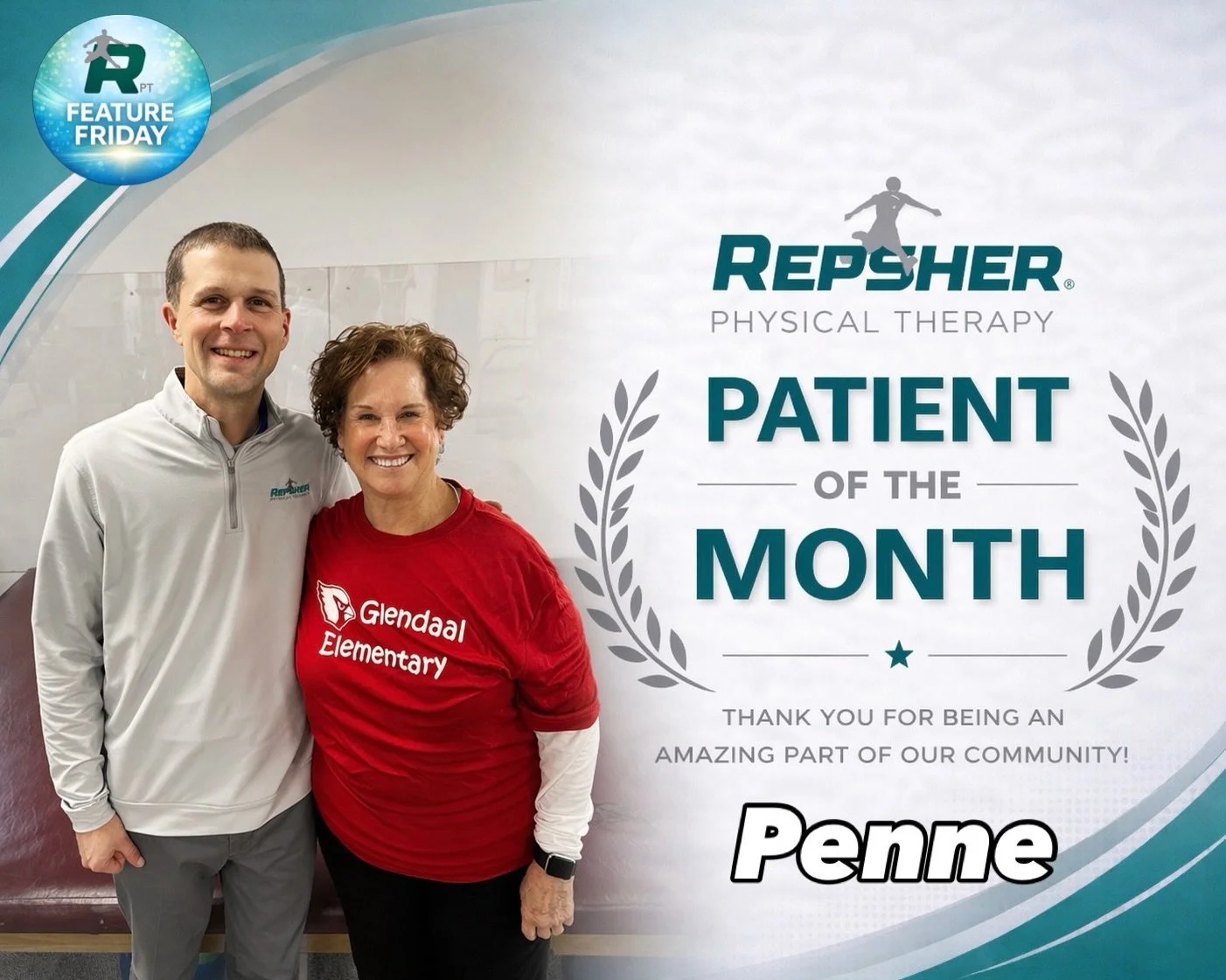 Patient of the Month 💪

Shoutout to Penne, our May Patient of the Month.

Penne has been working through right hip pain related to bursitis and has approached her rehab with a high level of independence and motivation from day one. She consistently 